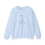 First Chair, Last Call Crewneck in Light Blue, front view