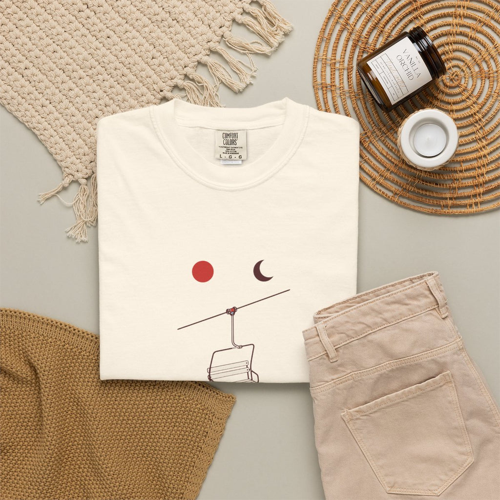 First Chair, Last Call Tee in Ivory, fabric and print detail
