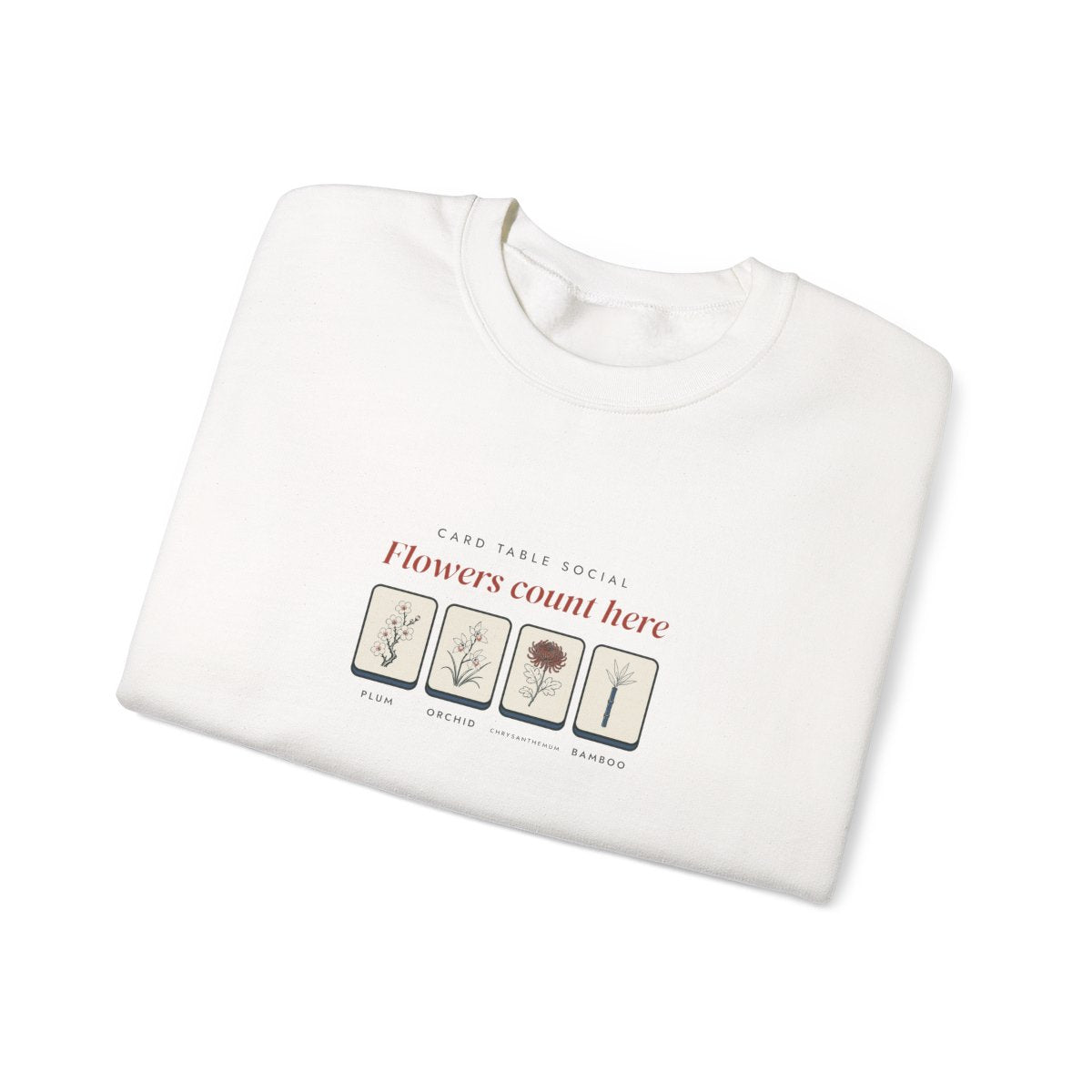 Flowers Count Here Crewneck in White, folded