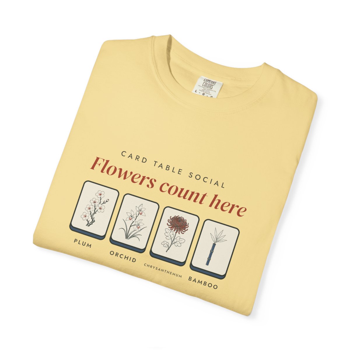 Flowers Count Here Tee in Butter, folded