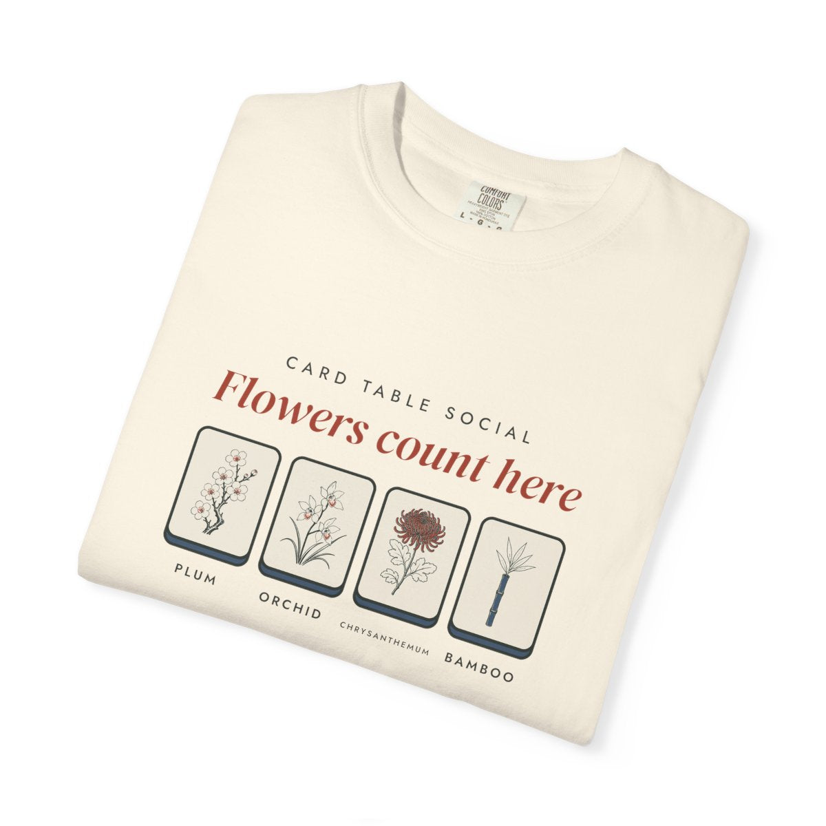 Flowers Count Here Tee in Ivory, folded