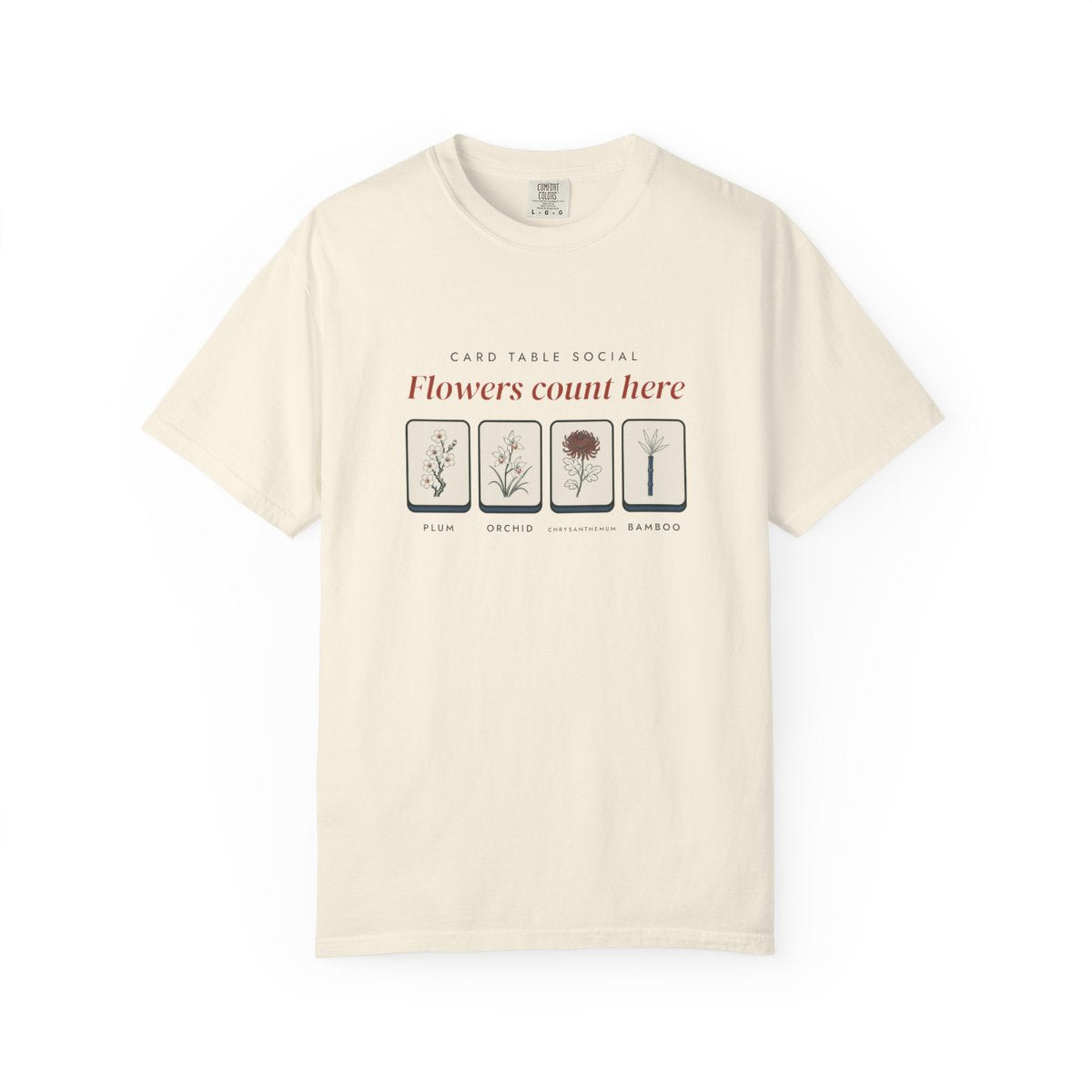 Flowers Count Here Tee in Ivory, front view