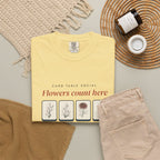Flowers Count Here Tee in Butter, fabric and print detail