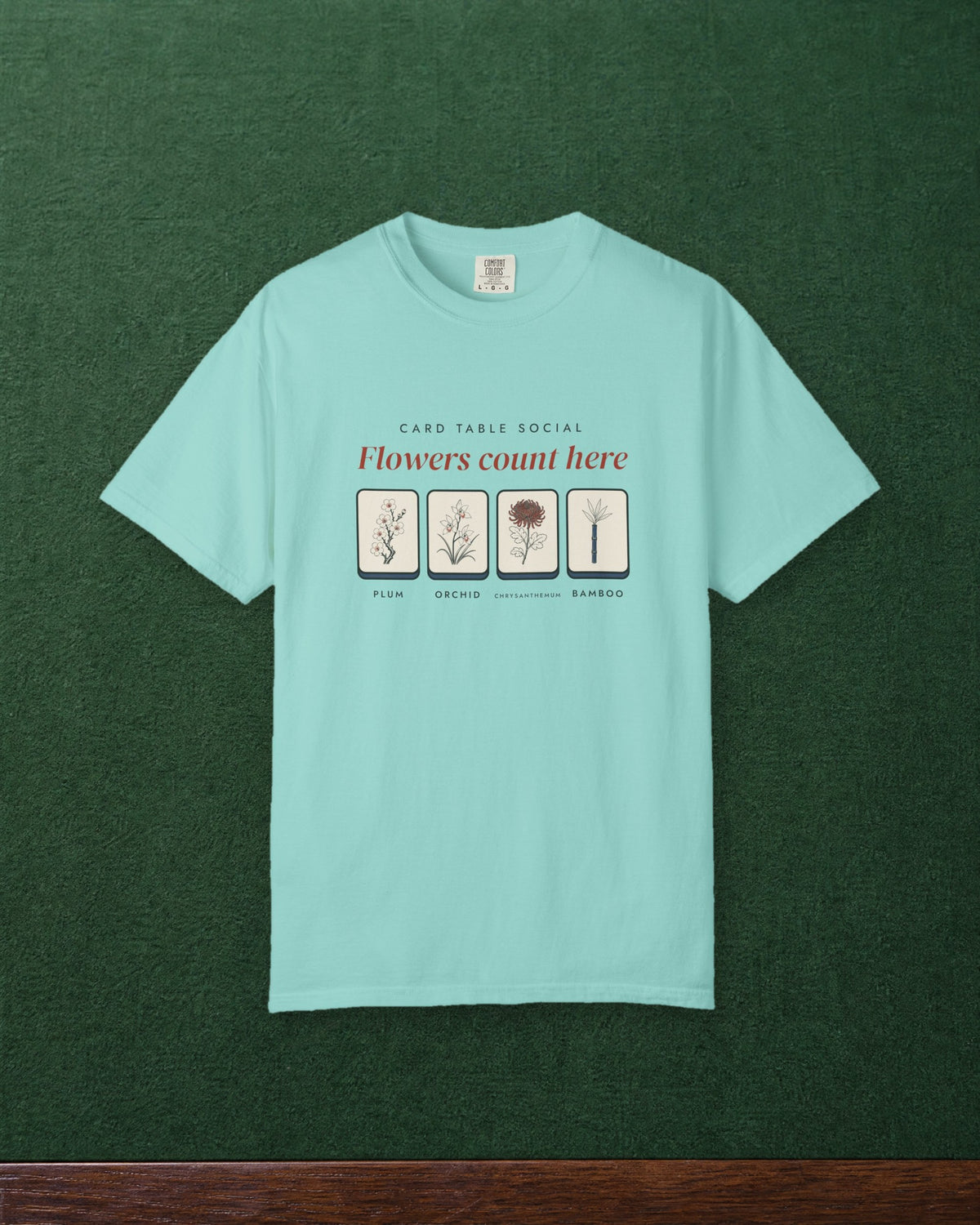 Flowers Count Here Tee in Chalky Mint, styled