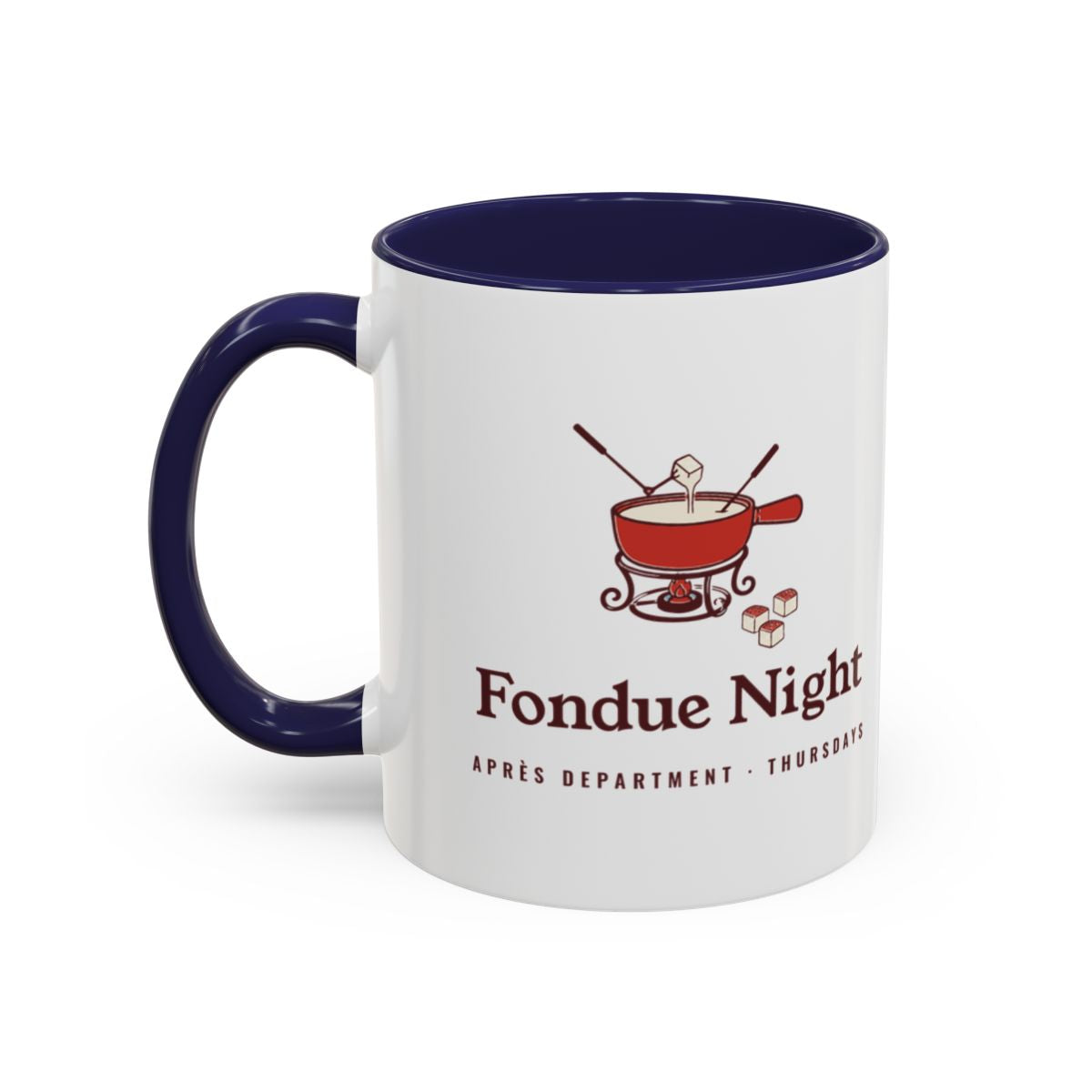 Fondue Night Mug in Navy, left side