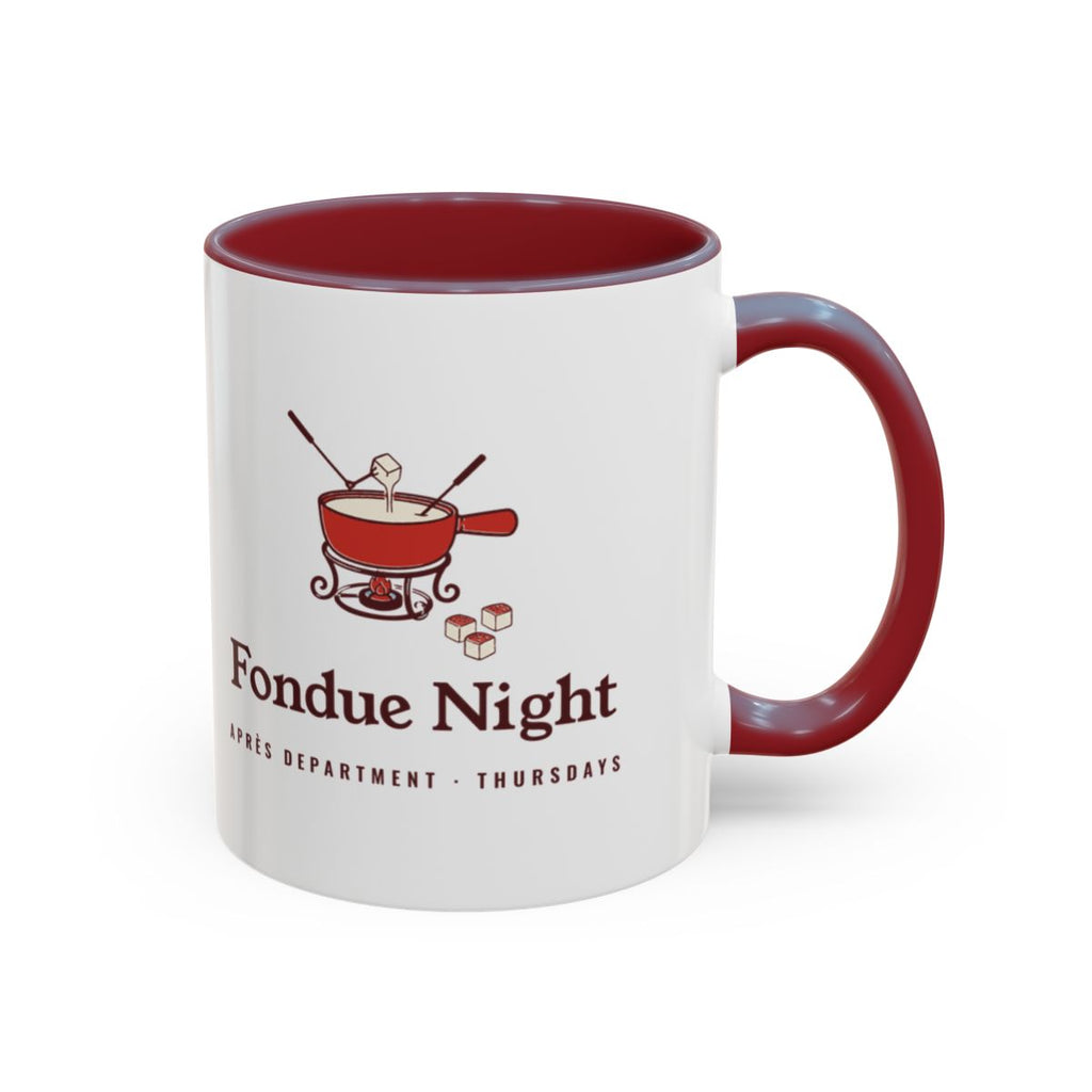 Fondue Night Mug in Maroon, right side