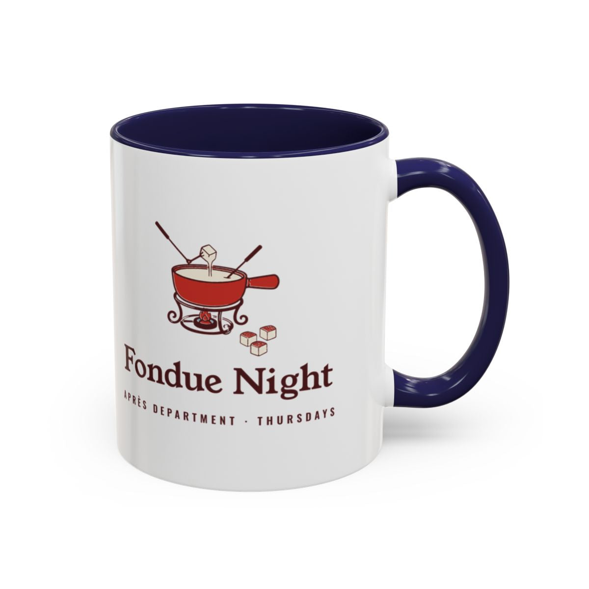 Fondue Night Mug in Navy, right side