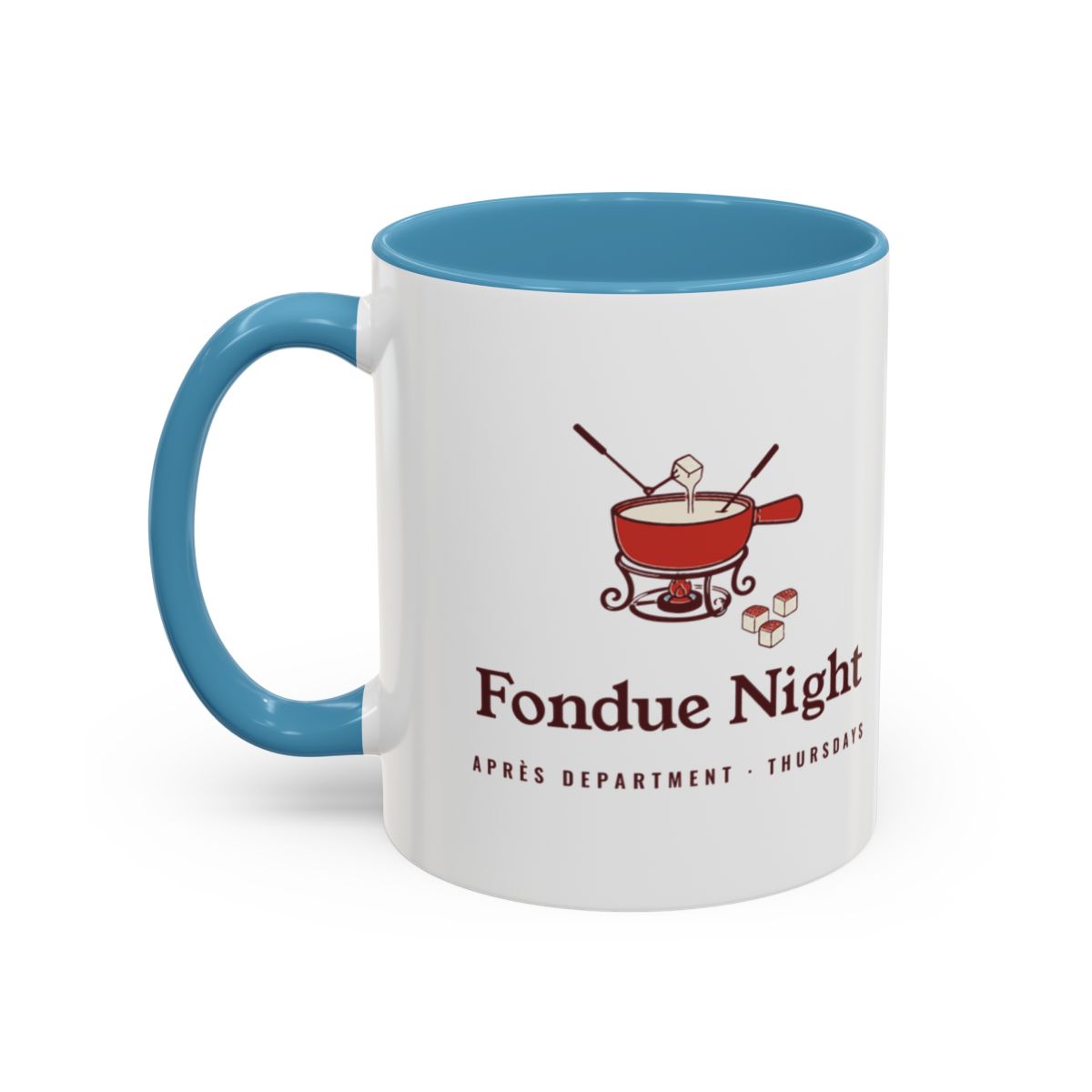 Fondue Night Mug in Light Blue, left side