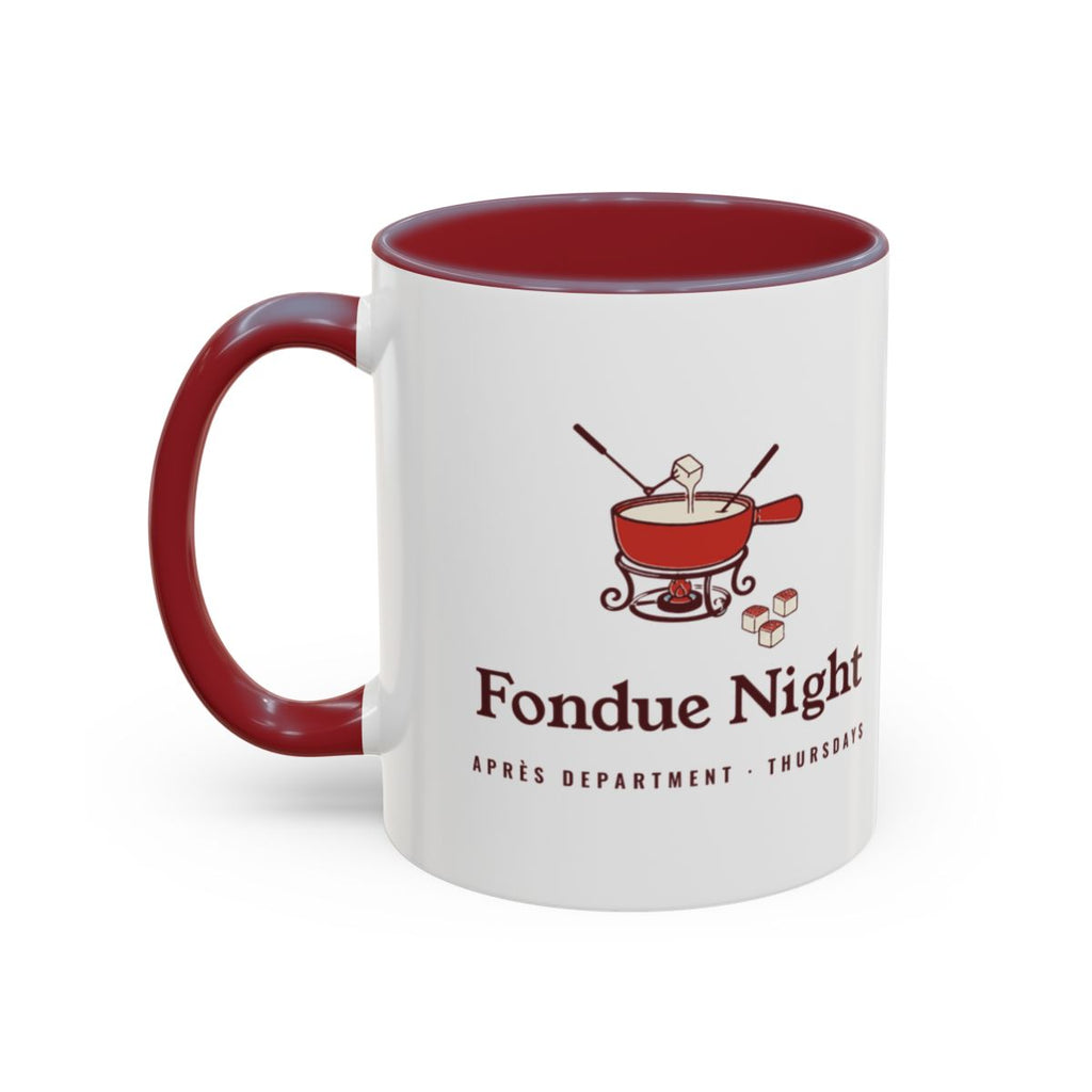 Fondue Night Mug in Maroon, left side