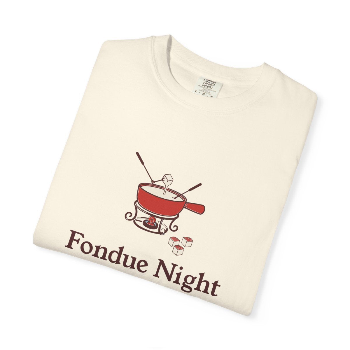 Fondue Night Tee in Ivory, folded