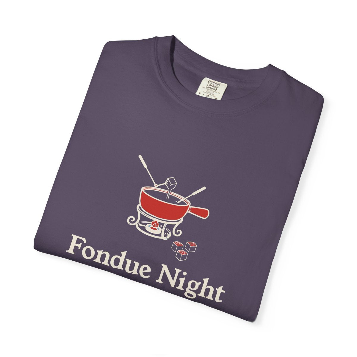 Fondue Night Tee in Wine, folded