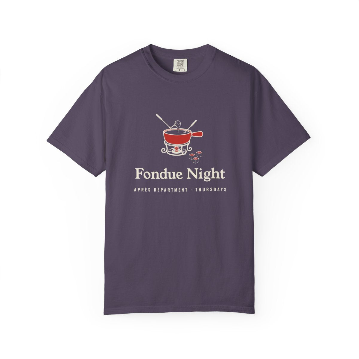 Fondue Night Tee in Wine, front view