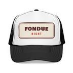 Fondue Night Trucker Hat in Black/White, front view