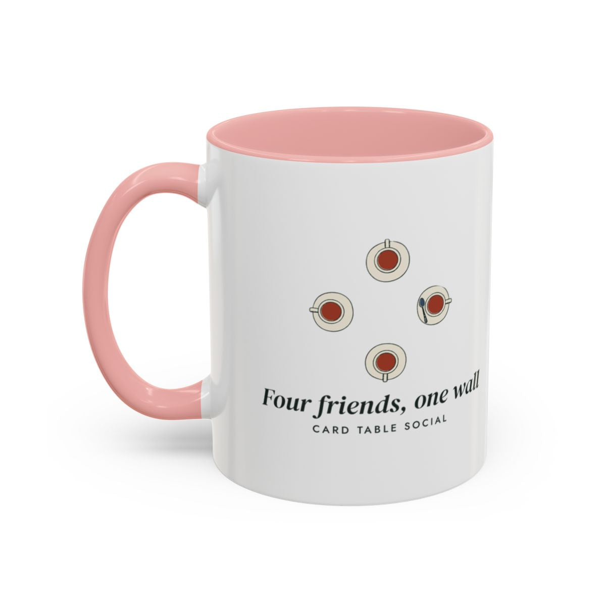 Four Friends, One Wall Mug in Pink, left side