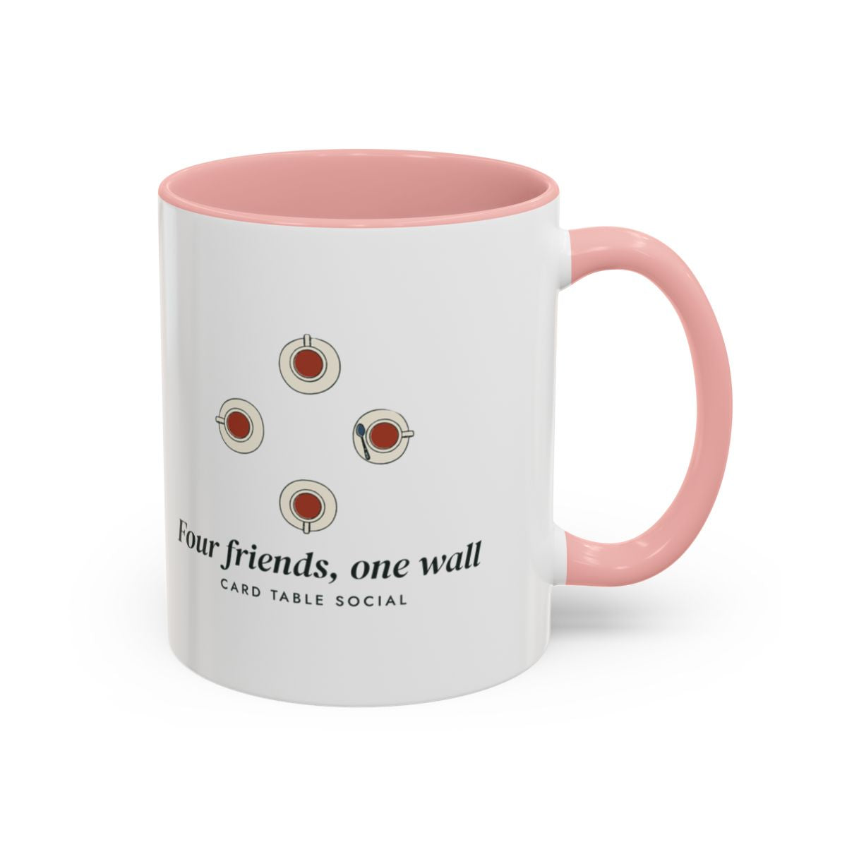 Four Friends, One Wall Mug in Pink, right side