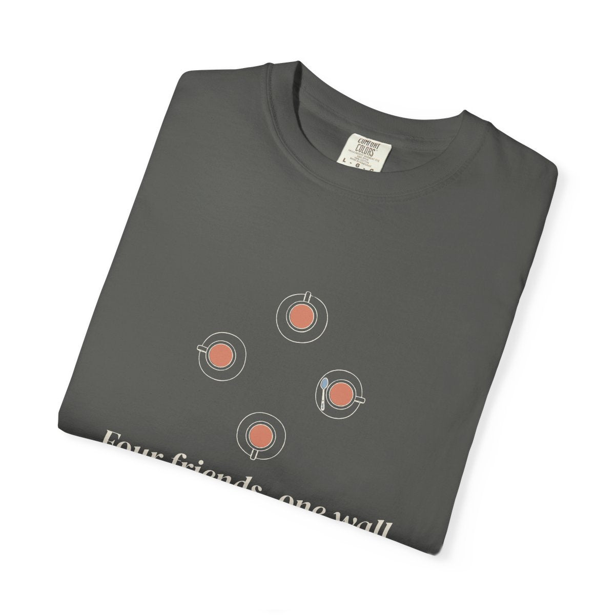 Four Friends, One Wall Tee in Pepper, folded