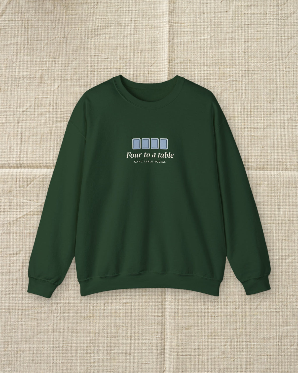 Four to a Table Crewneck in Forest Green, styled