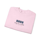 Four to a Table Crewneck in Light Pink, folded