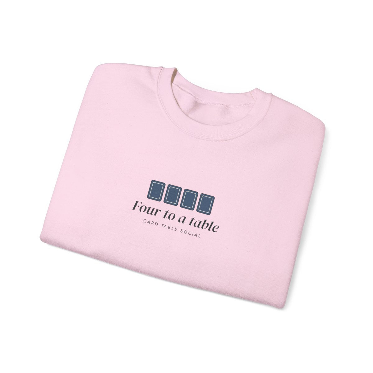 Four to a Table Crewneck in Light Pink, folded