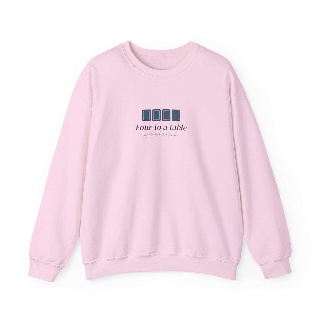 Four to a Table Crewneck in Light Pink, front view