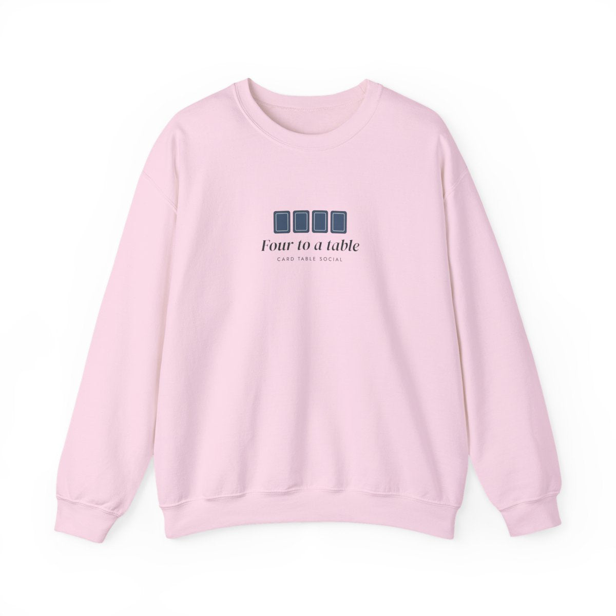 Four to a Table Crewneck in Light Pink, front view