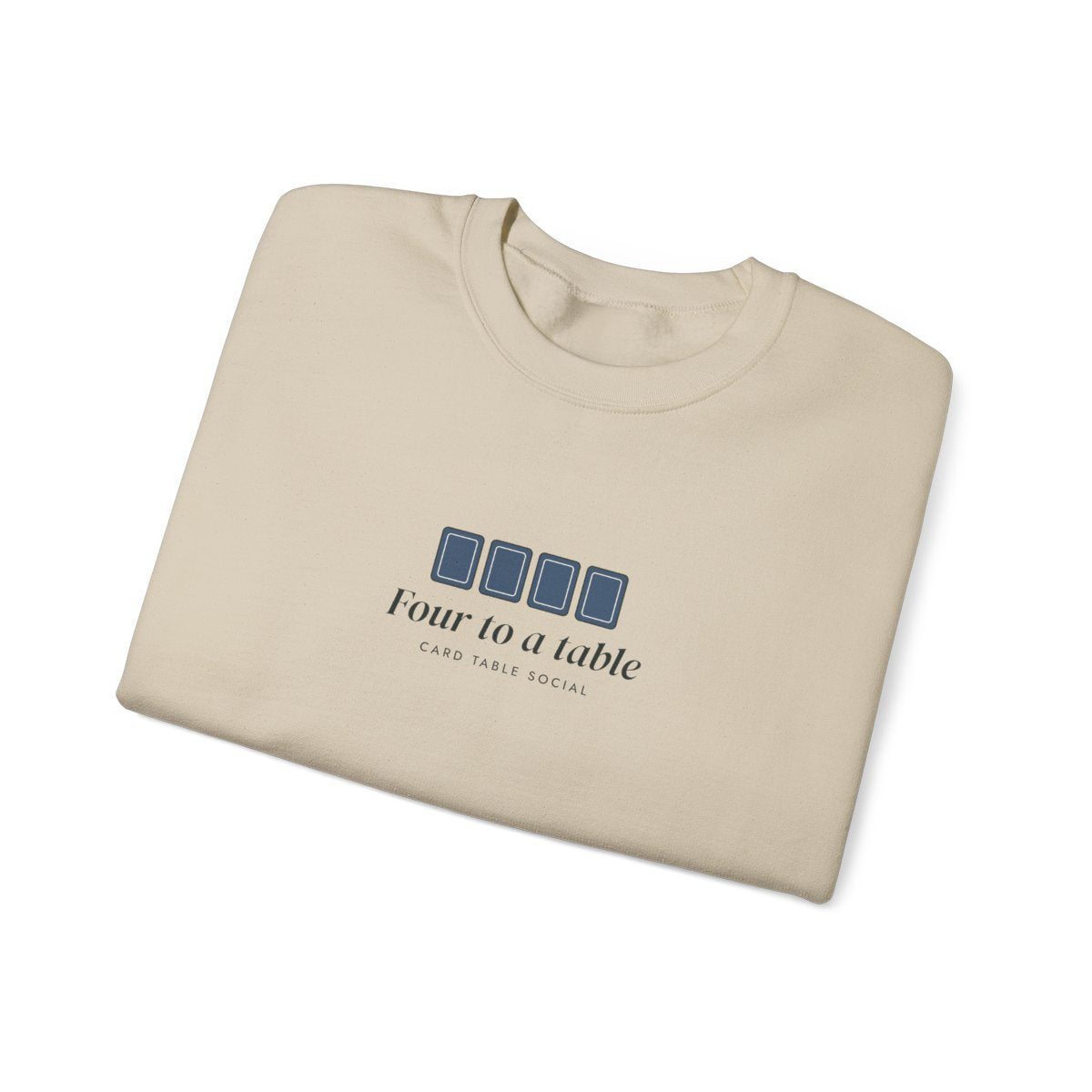 Four to a Table Crewneck in Sand, folded