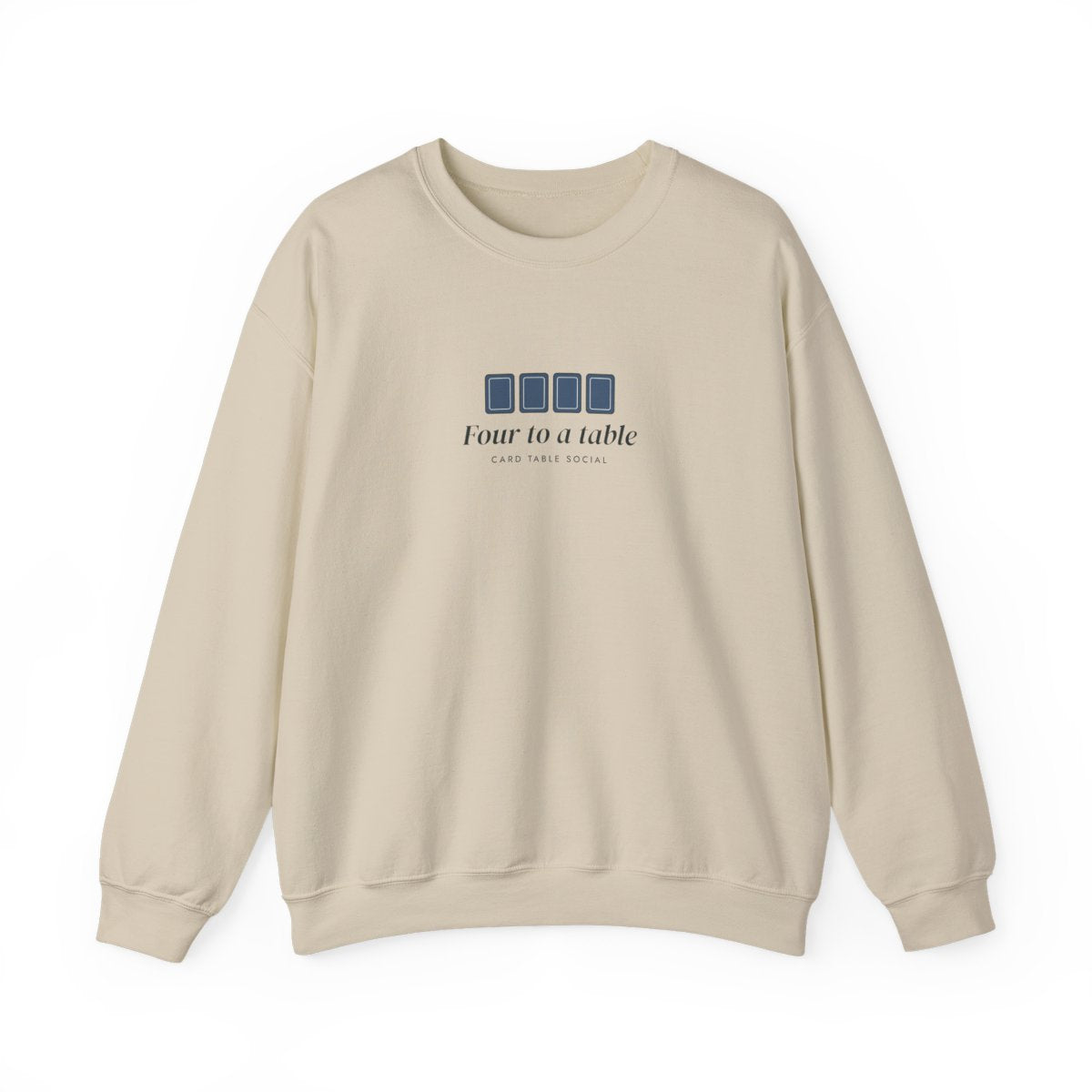 Four to a Table Crewneck in Sand, front view