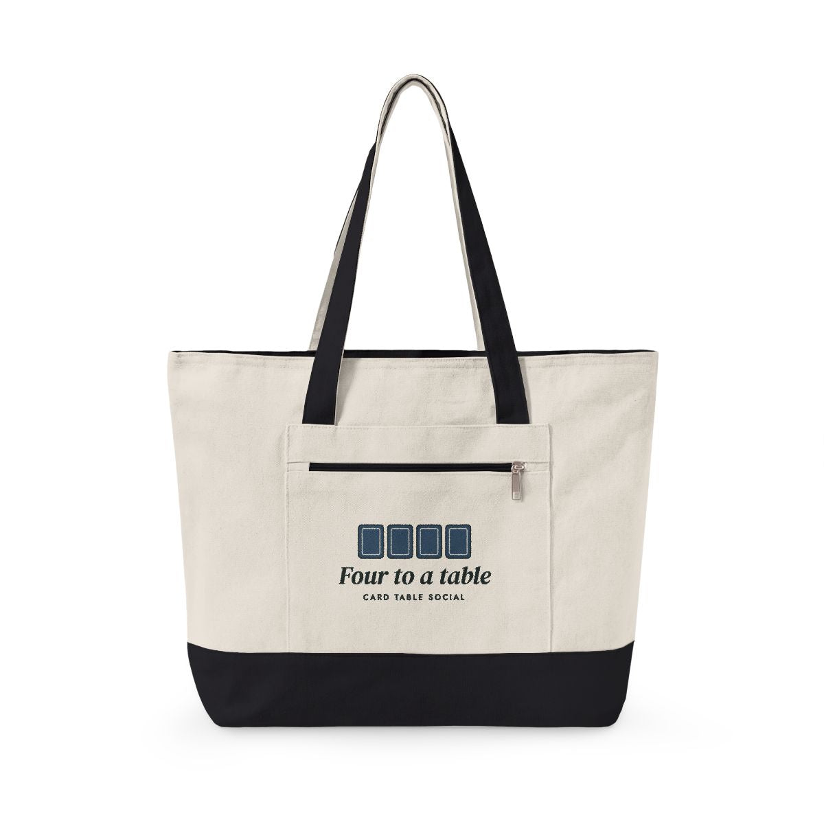 Four to a Table Mahj Bag in Natural/Black, front view