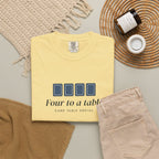 Four to a Table Tee in Butter, fabric and print detail