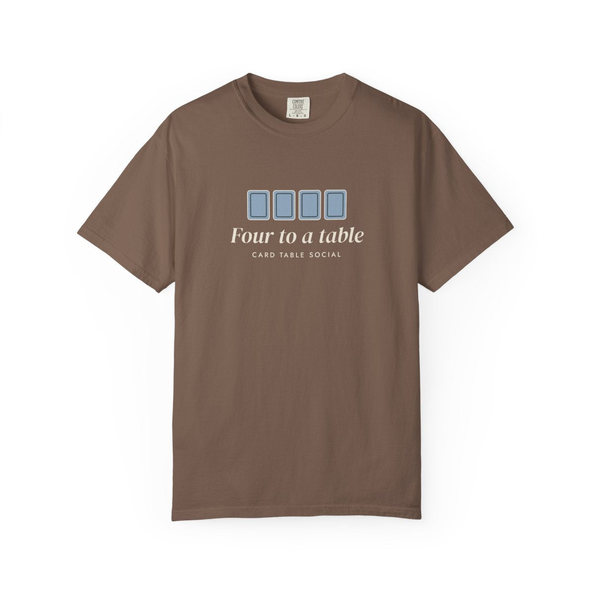 Four to a Table Tee in Espresso, front view