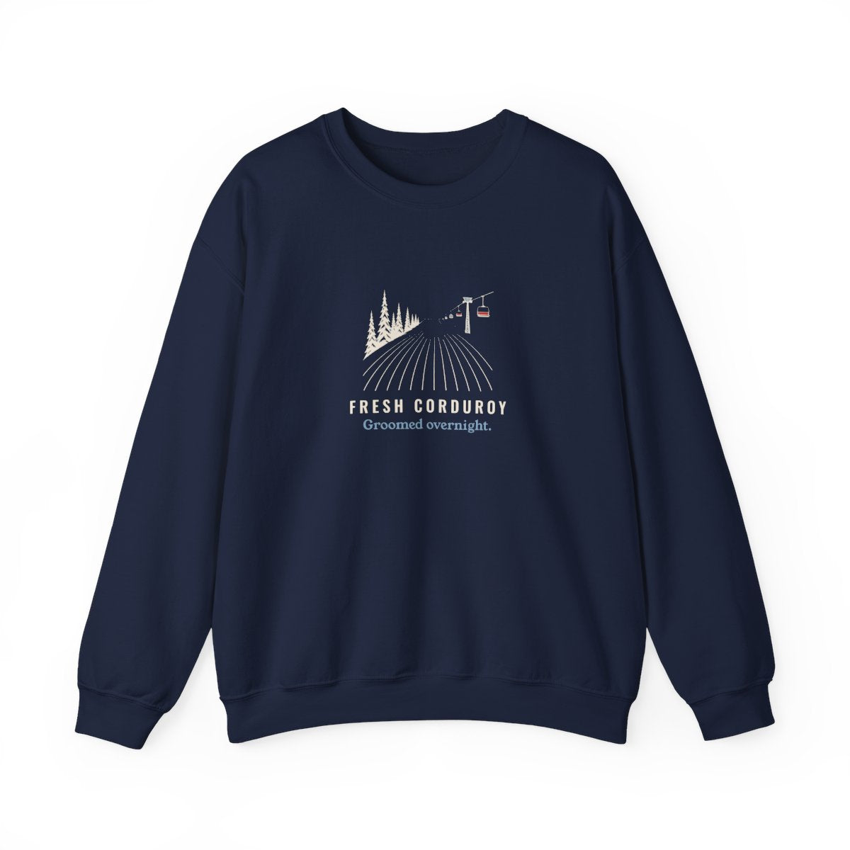 Fresh Corduroy Crewneck in Navy, front view