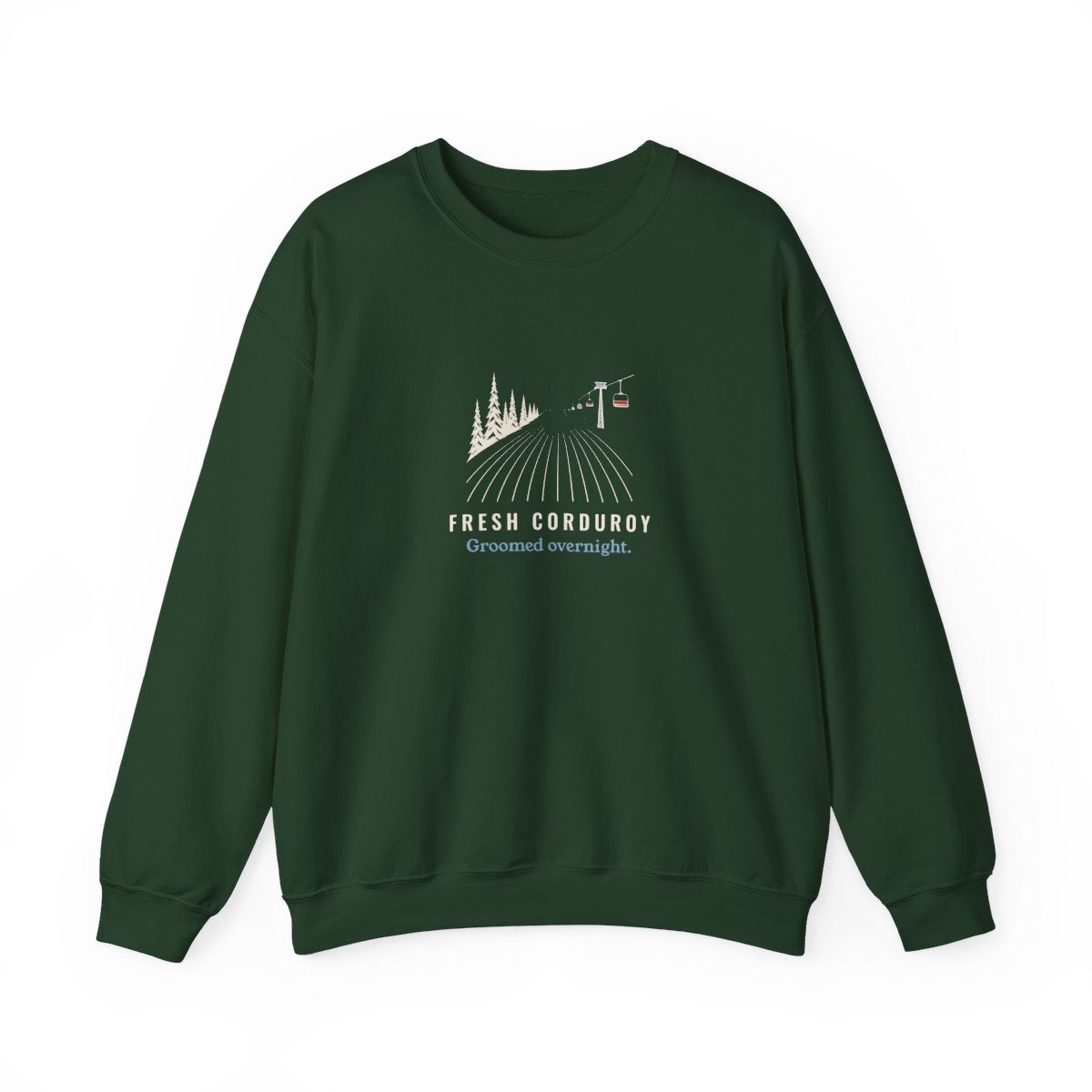 Fresh Corduroy Crewneck in Forest Green, front view