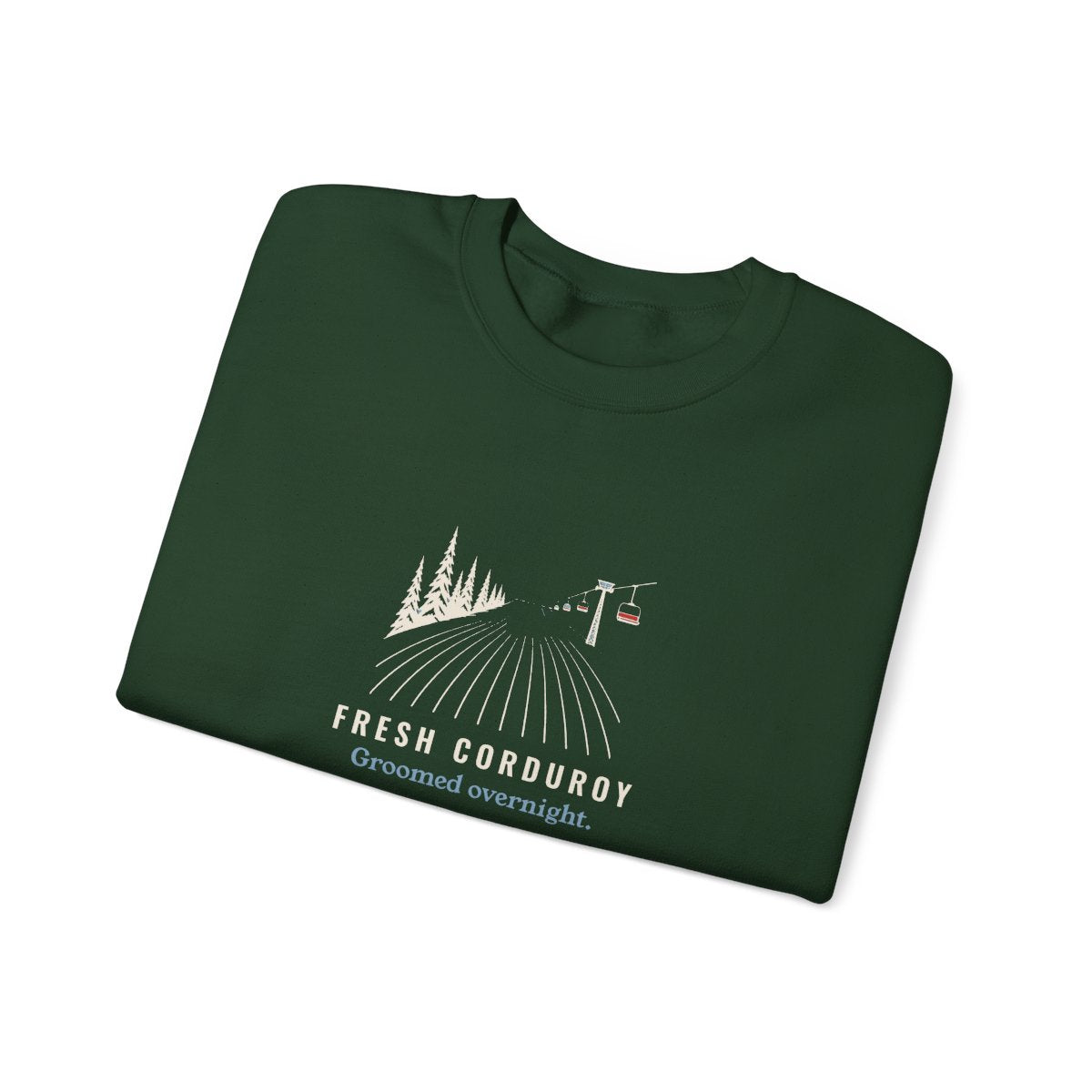Fresh Corduroy Crewneck in Forest Green, folded