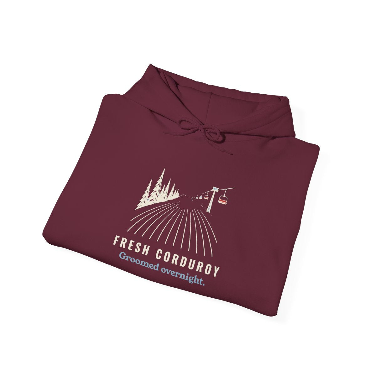 Fresh Corduroy Hoodie in Maroon, folded