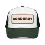 Fresh Corduroy Trucker Hat in Dark Green / White / Dark Green, front view