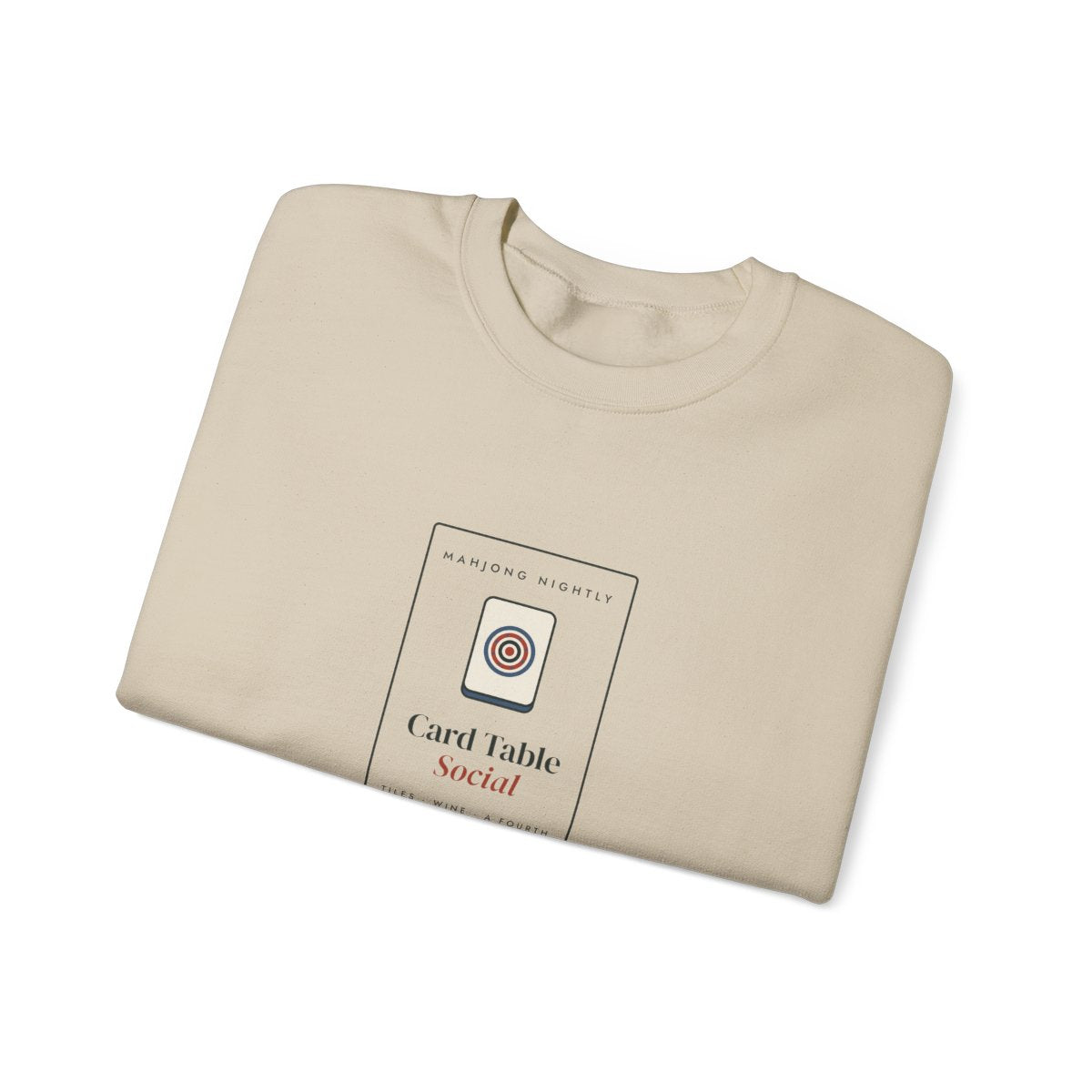 Game Night Matchbook Crewneck in Sand, folded