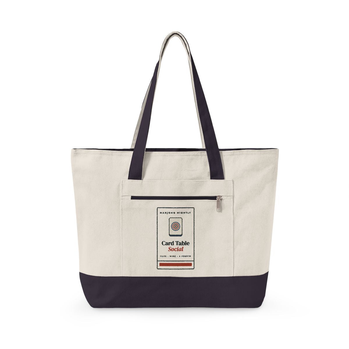 Game Night Matchbook Mahj Bag in Natural/Navy, front view