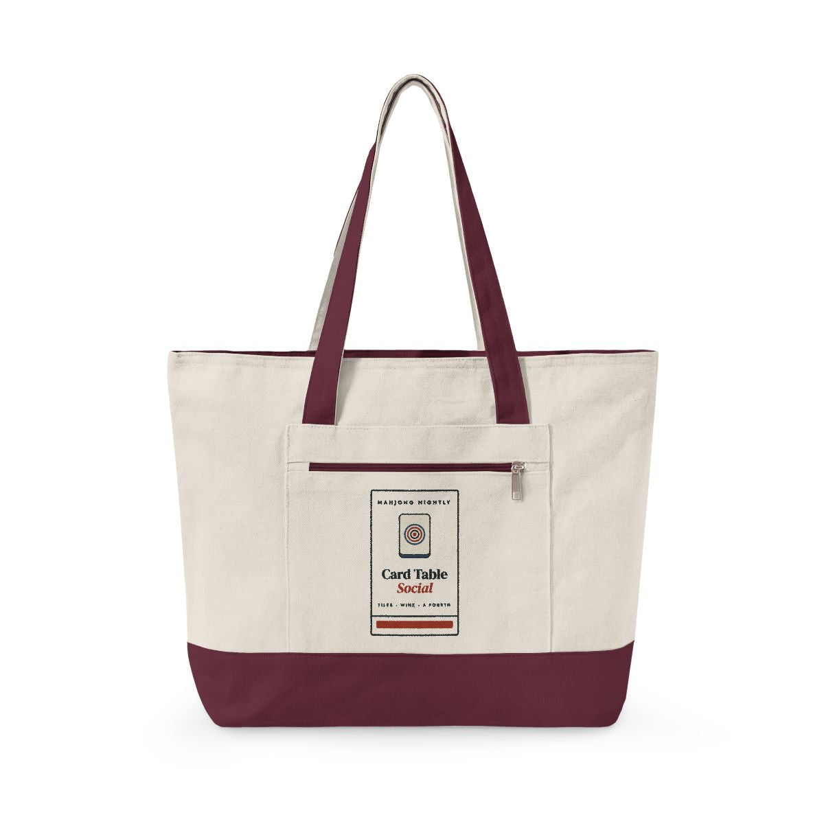 Game Night Matchbook Mahj Bag in Natural/Maroon, front view