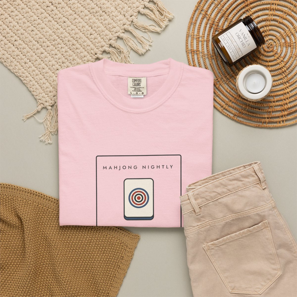 Game Night Matchbook Tee in Blossom, fabric and print detail