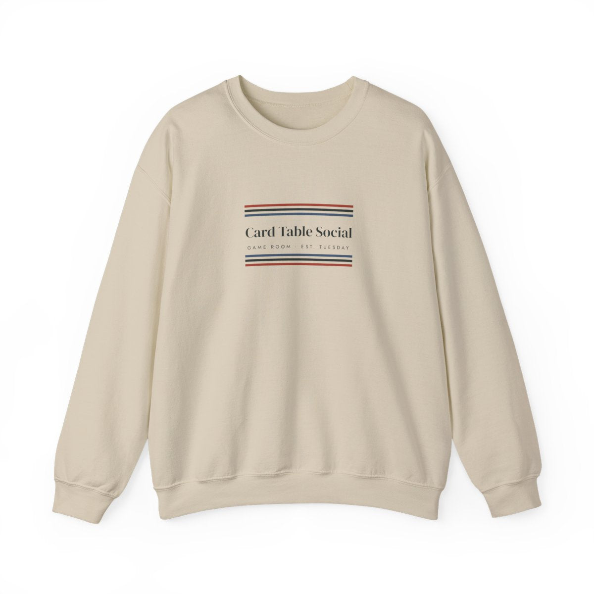 Game Room Stripe Crewneck in Sand, front view