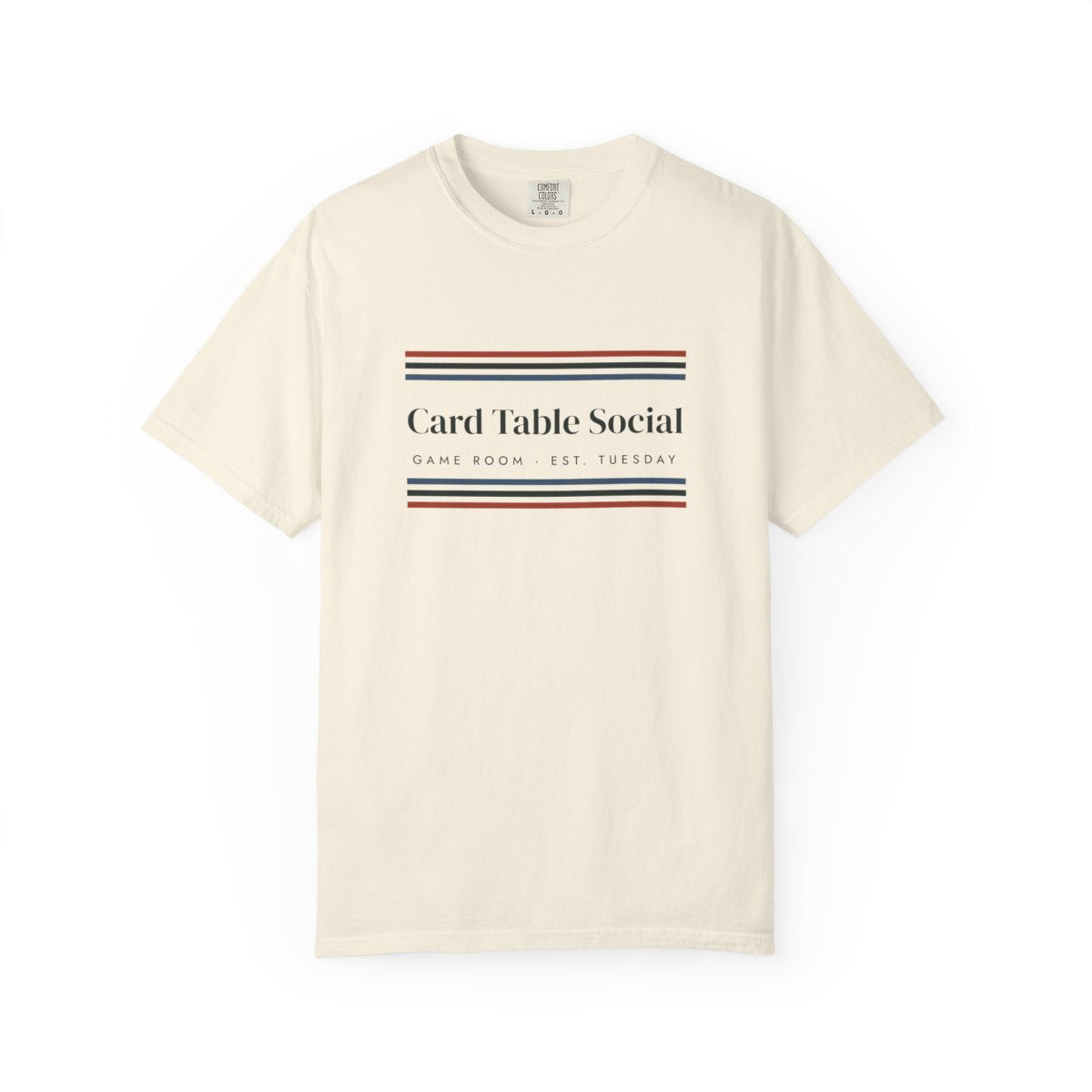 Game Room Stripe Tee in Ivory, front view