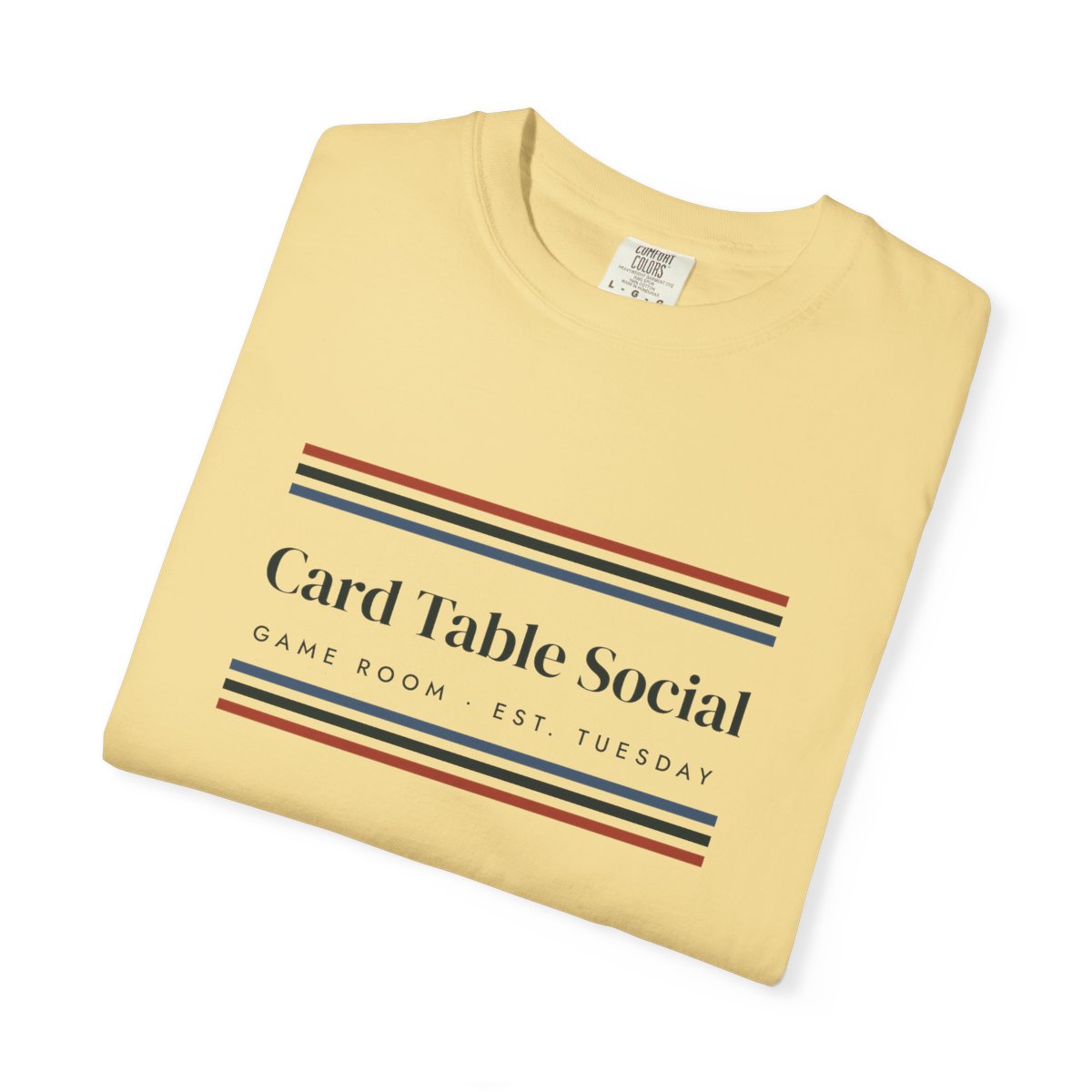 Game Room Stripe Tee in Butter, folded