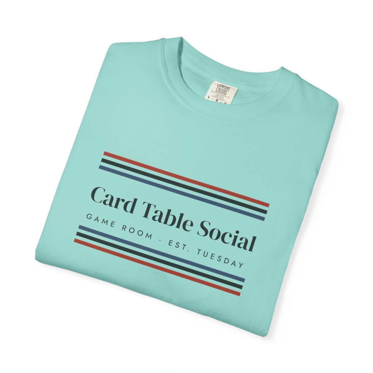 Game Room Stripe Tee in Chalky Mint, folded