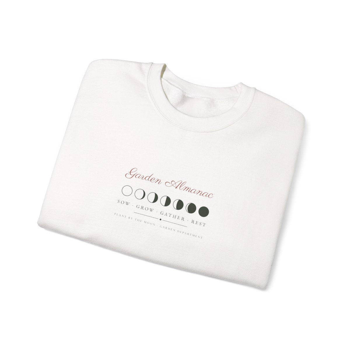 Garden Almanac Crewneck in White, folded