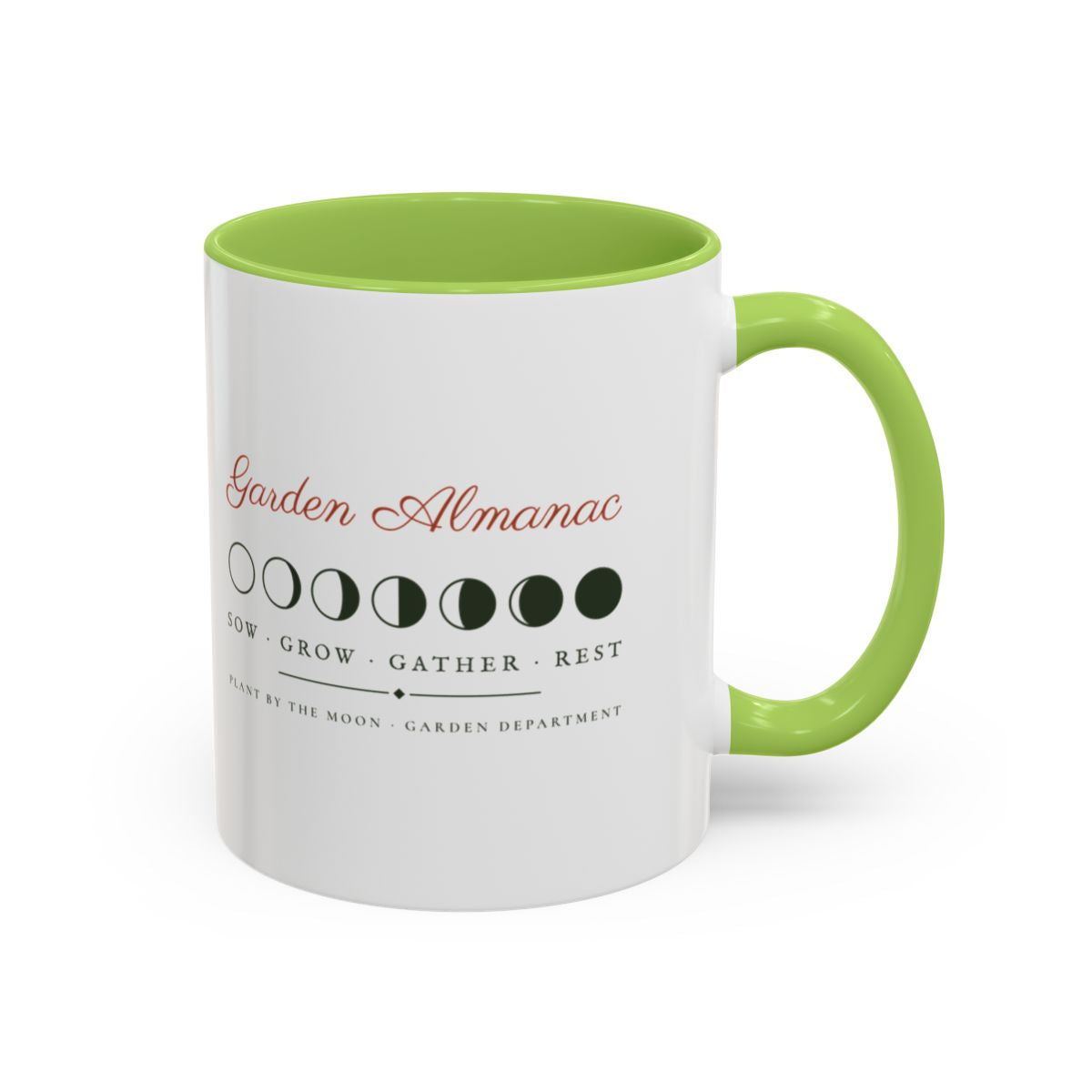 Garden Almanac Mug in Light Green, right side