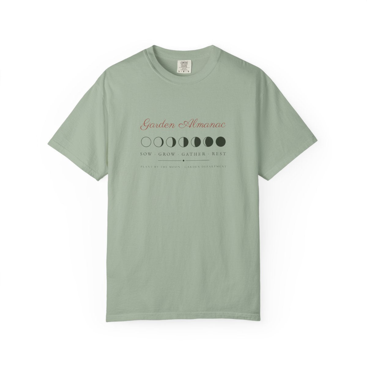 Garden Almanac Tee in Bay, front view