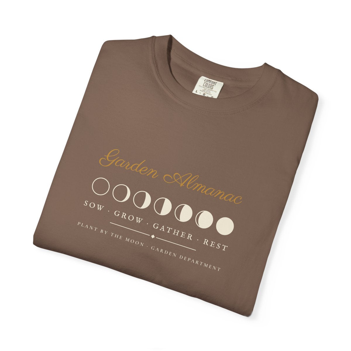 Garden Almanac Tee in Espresso, folded