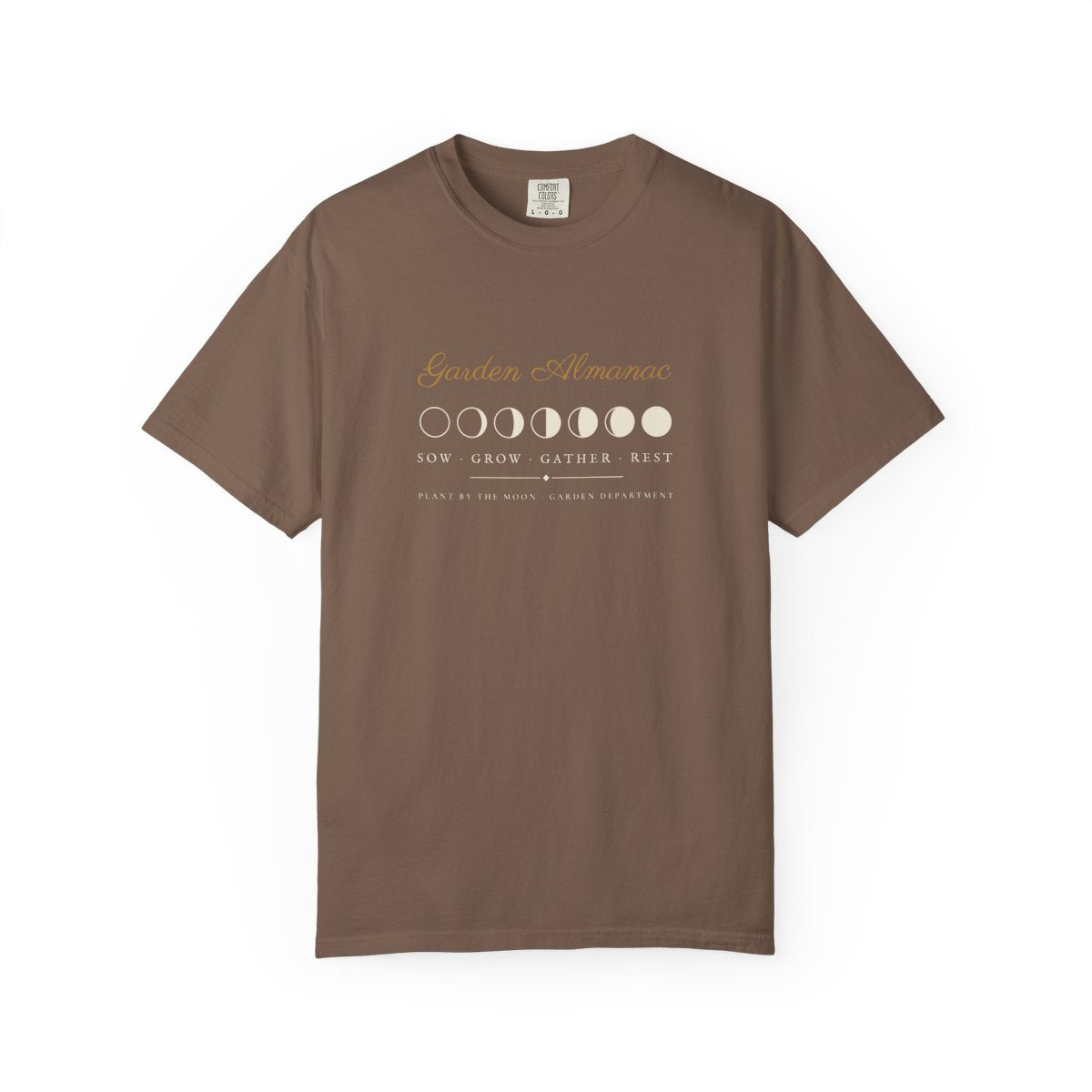 Garden Almanac Tee in Espresso, front view