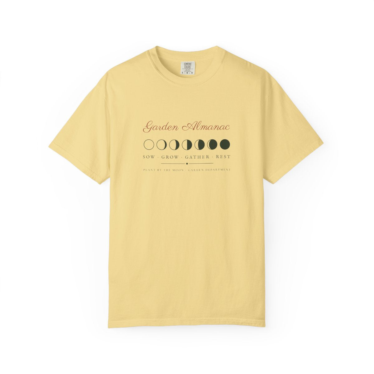 Garden Almanac Tee in Butter, front view