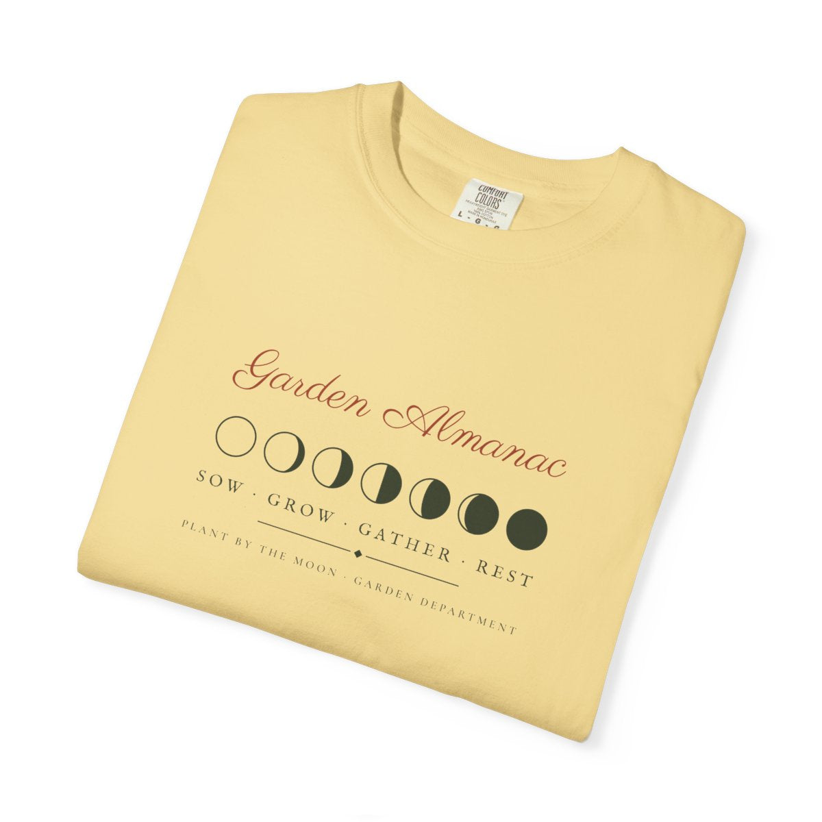 Garden Almanac Tee in Butter, folded